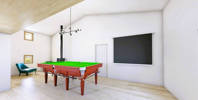 Salle billard et télé rénovée