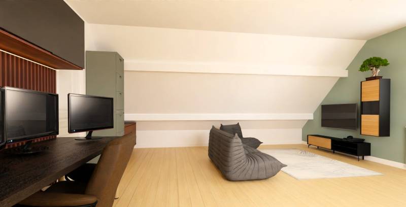 Bureau et espace détente décoration nature