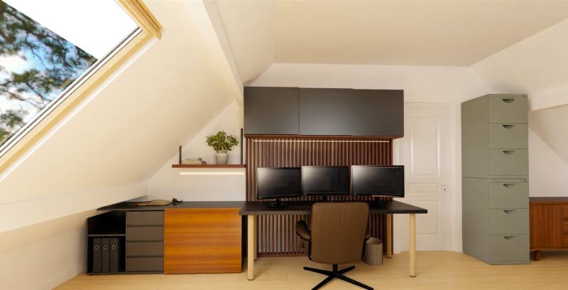 Bureau noyer et noir