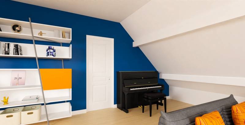 Décoration mur bleu klein