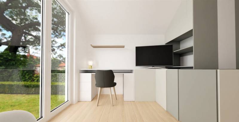 Bureau et bibliothèque sous-pentes sur mesure