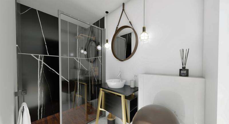 Aménagement d'une salle de bain par un décorateur d'intérieur dans un studio à Vernouillet