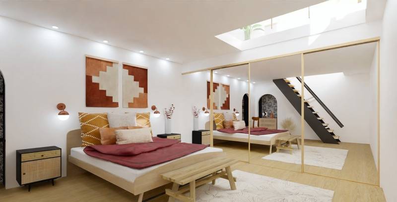 Chambre puit de lumière au plafond